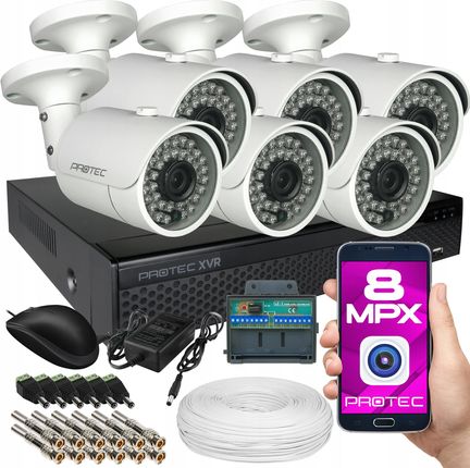 Protec Zestaw Monitoringu Premium 6 Kamer 8Mpx 4K Bez Hdd