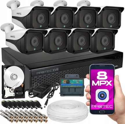 Protec Monitoring Firmy 8 Kamer Rozdzielczość 4K 8Mp 4Tb
