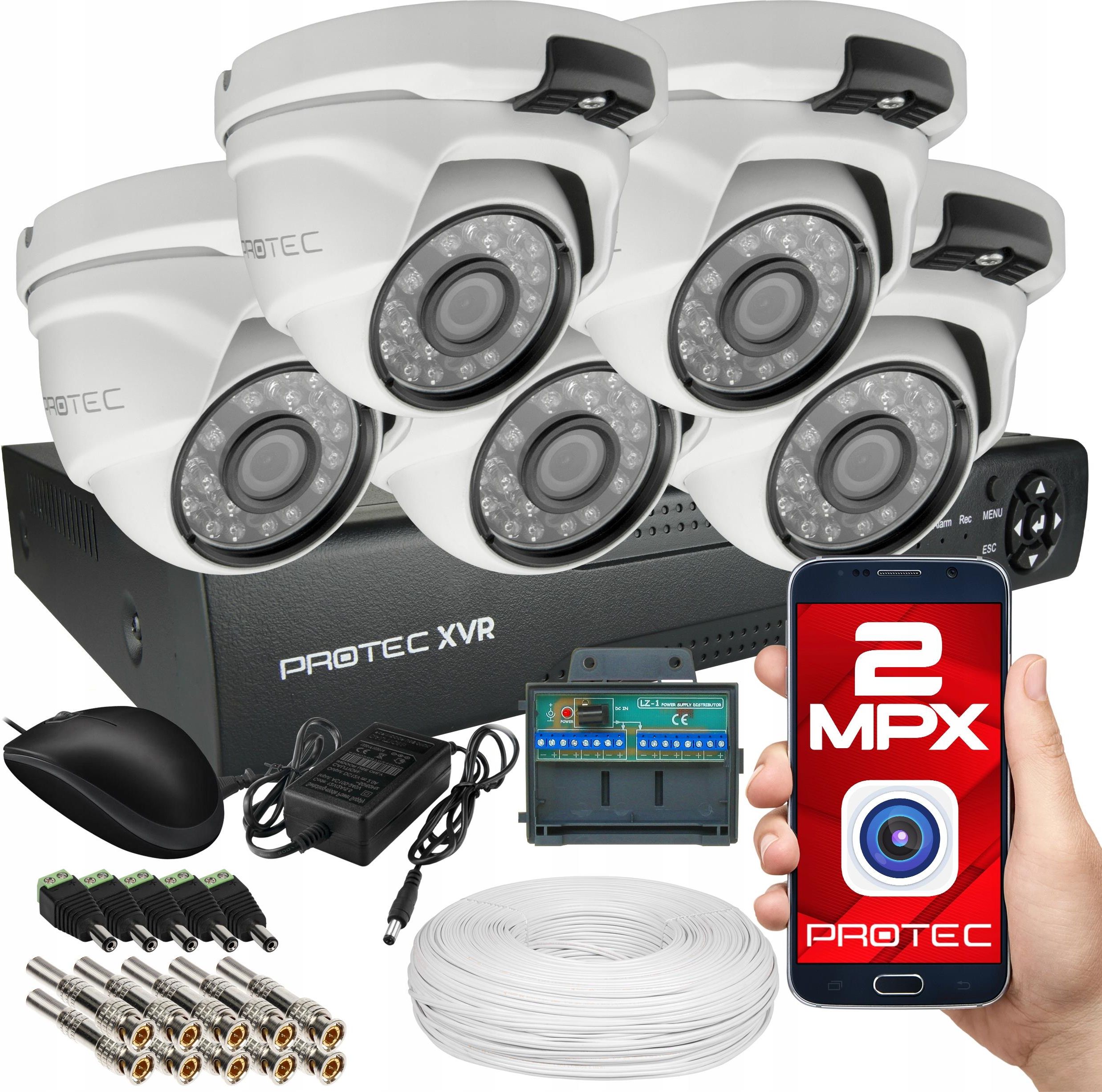 Zestaw do monitoringu Protec Monitoring Zestaw 5 Kamer Zewnętrzne Ir ...