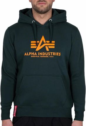 Bluza z kapturem Alpha Industries Basic 178312 353 - Ciemnozielona 