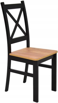 Krzesło Czarne Drewniane Krzyżak Siedzisko Craft