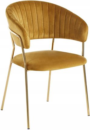 Furnitex Krzesło K4 Fx Żółte Velvet/ Złote Nogi Do Salonu