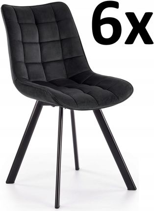 Halmar 6X Krzesło Do Salonu K332 Czarne Velvet Pikowane