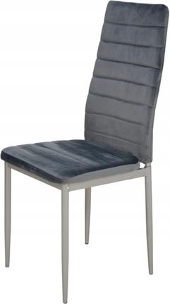 Komfortowe Krzesło Tapicerowane Welur Szary X1Szt