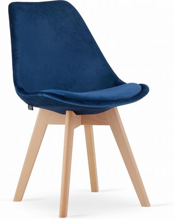 Niebieskie Krzesło Daren Nori Velvet Z Bukowymi Nogami