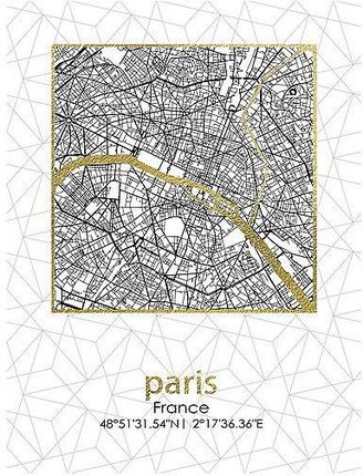 Mondex Obraz Na Płótnie Plan Miasta Paryż Biały 45X60 Cm