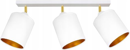 Glimex Lampa Plafon Żyrandol Ruchome Abażury Biały Złoty (Tuba3Bl)