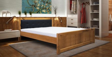 Łóżko sypialniane, łóżko drewniane LEONI 140x200 dębowe PANELE loft
