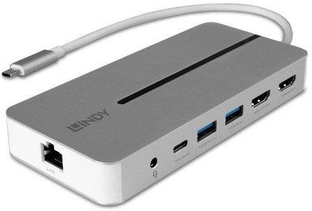 Lindy Replikator portów USB-C do 2xHDMI/2xUSB/1xUSB-C/1xRJ45/1xAudio (43360)