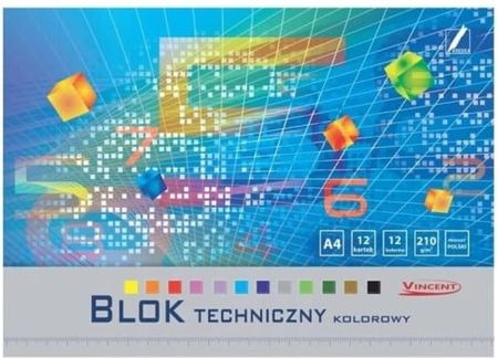 Kreska Blok Techniczny Kolorowy A4 12K. Vincent 210G