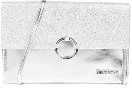 Torebka damska kopertówka wizytowa na pasku srebrna Beltimore W63
