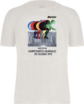 Santini Kolarska Koszulka Z Krótkim Rękawem - Uci Barcelona 1973 - Biały