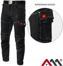 Zdjęcie Art-Mas Spodnie Robocze Do Pasa Jeansowe Stretch Czarne3Xl - Różan