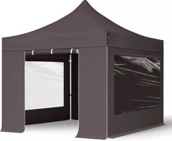 TOOLPORT Gazebo da giardino 3x3 m tetto di policarbonato da ca. 6 mm con teli laterali e zanzariere in grigio