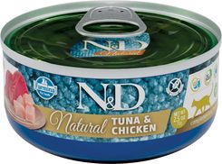 Farmina N&D Cat Natural Chicken & Tuna dla Dorosłych Kotów Z Kurczakiem i Tuńczykiem 70g