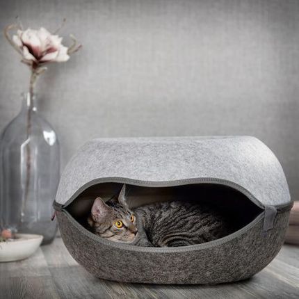 Cat Nest 2.0 | Filcowa kryjówka, jaskinia z poduszką | Canadian Cat | antracyt/szary
