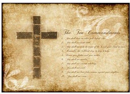 Wee Blue Coo Dziesięć Przykazań 10 Krzyż Chrześcijański Cytat Obraz Sztuka Ścienna Druk B00Sta1818
