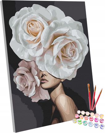 123Art Obraz Malowanie Po Numerach Na Ramie Kobieta Kwiat 50X40