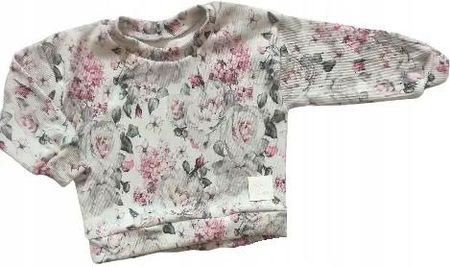 Bluza kwiaty z dzianiny prążkowanej rozmiar 92