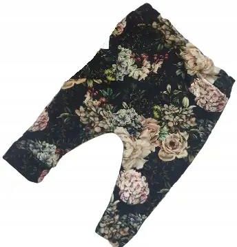 Spodnie baggy kwiaty barok na czarnym rozmiar 170