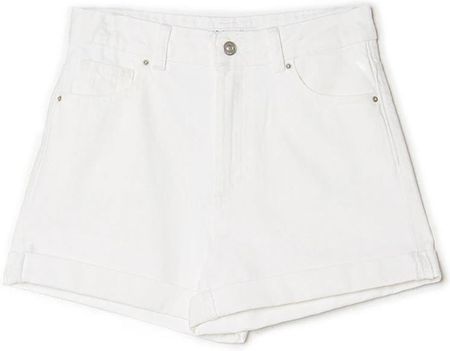 Cropp - Białe jeansowe szorty mom - Biały