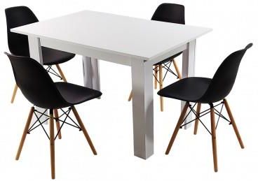 Bm Design Zestaw Stół Modern 120 Biały I 4 Krzesła Milano Czarne (BM00219)