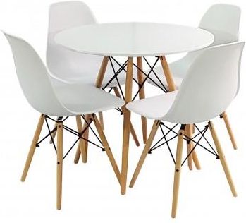 Bm Design Zestaw Stół Dsw 60 Biały I 4 Białe Krzesła Milano (BM00325)