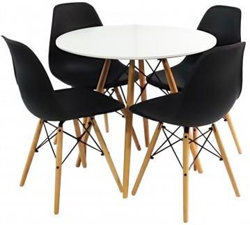 Bm Design Zestaw Stół Dsw 80 Biały I 4 Czarne Krzesła Milano (BM00342)