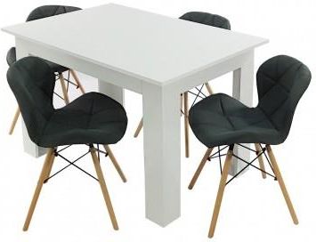 Bm Design Zestaw Stół Modern 120 Biały I 4 Krzesła Eliot Fabric Czarne (BM00502)