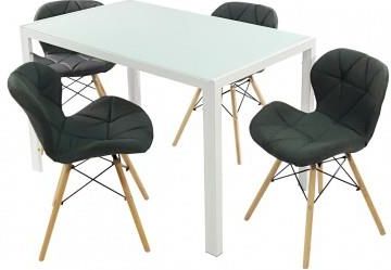 Bm Design Zestaw Stół Monako Biały I 4 Krzesła Eliot Fabric Czarne (BM00510)