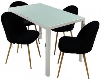 Bm Design Zestaw Stół Monako Biały I 4 Krzesła Denwer Velvet Czarne (BM00581)