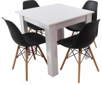 Bm Design Zestaw Stół Modern 80 Biały I 4 Krzesła Milano Czarne (BM01146)