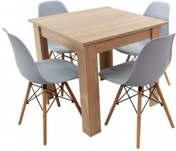 Bm Design Zestaw Stół Modern 80 Sonoma I 4 Krzesła Milano Szare (BM01175)