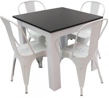 Bm Design Zestaw Stół Modern 80 Bw I 4 Krzesła Paris Białe (BM01252)