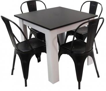 Bm Design Zestaw Stół Modern 80 Bw I 4 Krzesła Paris Czarne (BM01260)