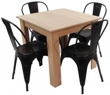 Bm Design Zestaw Stół Modern 80 Sonoma I 4 Krzesła Paris Czarne (BM01263)