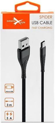 Extremestyle Kabel Spider Microusb 3M Czarny
