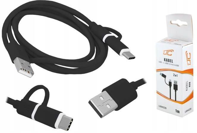 Cavo USB 2.0 Spiralato A maschio/microB 5 pin maschio 1m Nero ICOC U-AB