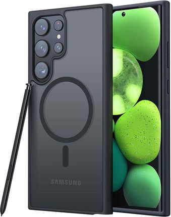 Alogy Etui Matowe Do Magsafe Ring Mag Clear Case Do Ładowarek Qi Do Samsung Galaxy S23 Ultra Czarne
