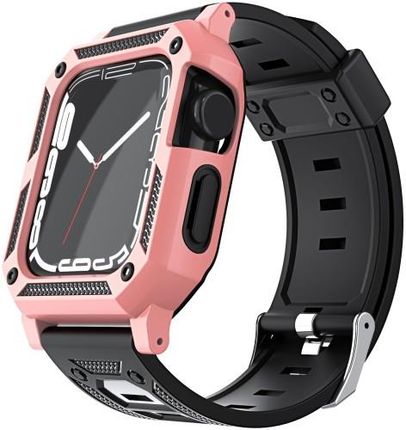 Bizon Etui Z Paskiem Strap Case Watch Armor Do Apple Watch 40 / 41Mm Jasnoróżowe