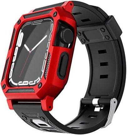 Bizon Etui Z Paskiem Strap Case Watch Armor Do Apple Watch 40 / 41Mm Czerwone