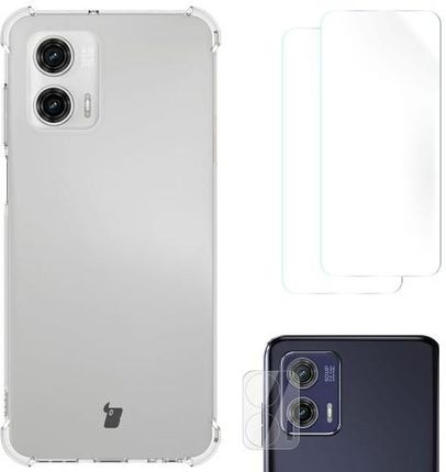 Bizon Etui 2X Folia Obiektyw Case Clear Pack Do Motorola Moto G73 5G Przezroczyste