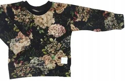 Bluza kwiaty barok na czarnym rozmiar 74