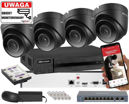 Hikvision Zestaw Monitoringu Domu Do Rozbudowy 4 Kamery Ip Ipcam-T4 Black 4Mpx (IPCAMT4BLACK)