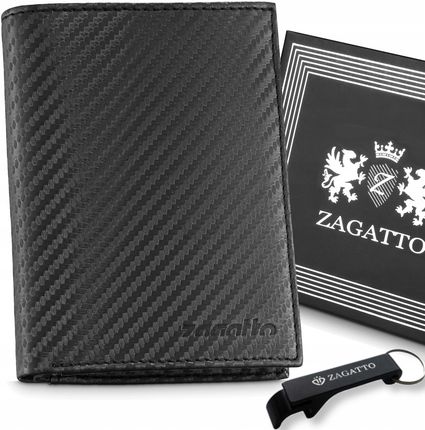 Zagatto Portfel męski skórzany skóra carbon Rfid