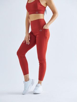 Beshaped Legginsy Sportowe Damskie Flex Appeal Bordowy Czerwony