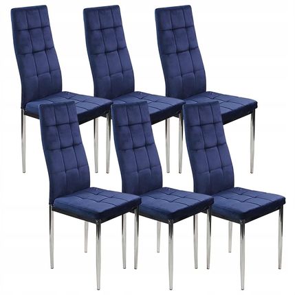 Bm Design 6 Krzeseł Monako Velvet Granatowe Tapicerowane (BM00477)