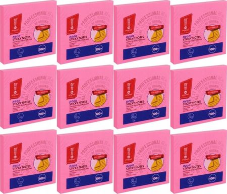 Memobe Karteczki 75-75Mm 100 Karteczek Różowe X12