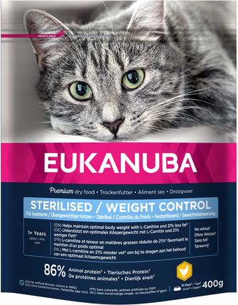 Eukanuba Sterilised/Weight Control dla dorosłych kotów sterylizowanych – kontrola wagi 400g