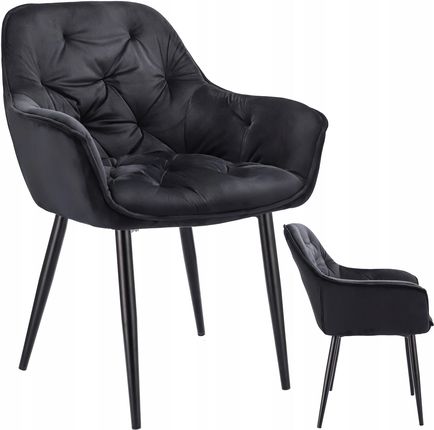 Krzesło tapicerowane welurowe czarne